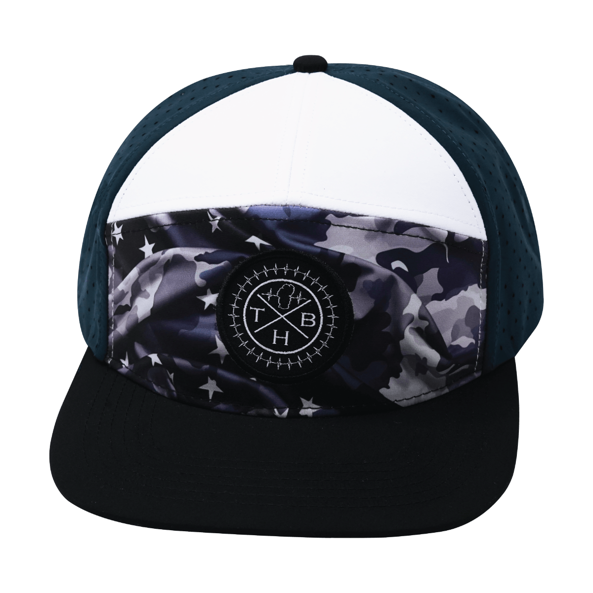 Color Vibes Hat, Flat Bill, Snapback Hat, Patriots Night, Black, White, Navy, Mens Hat, Womens Hat, Front Picture