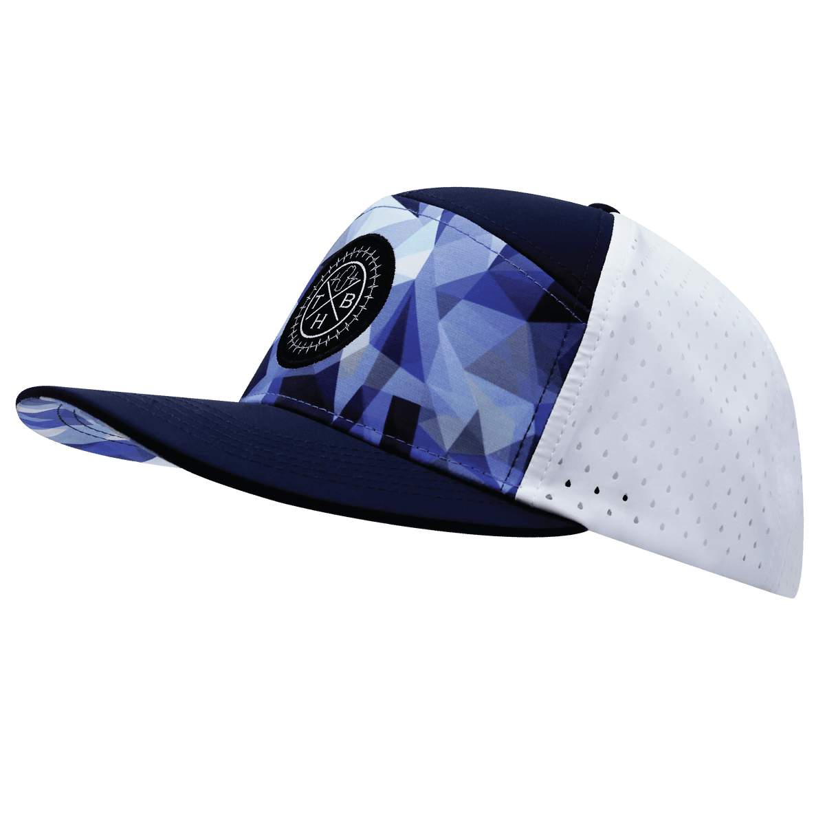 Color Vibes Hat, Flat Bill, Snapback Hat, Geo Blue, Navy, White, Mens Hat, Womens Hat, Side Picture