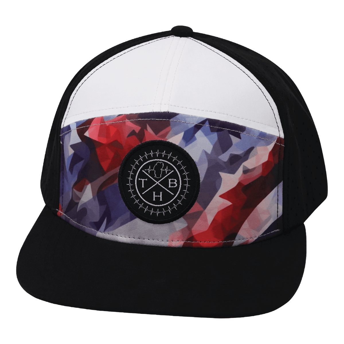 Color Vibes Hat, Flat Bill, Snapback Hat, Geo Flag, Black, White, Mens Hat, Womens Hat, Front Picture