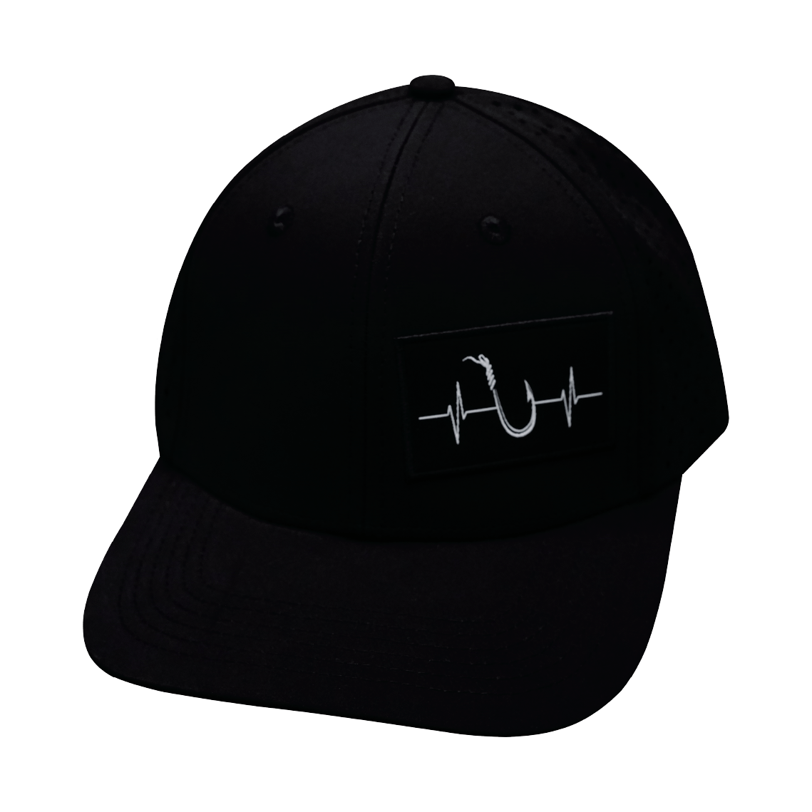 Fishing Hat, Baseball Hat, Snapback Hat, Black, Mens Hat, Womens Hat, Front Picture