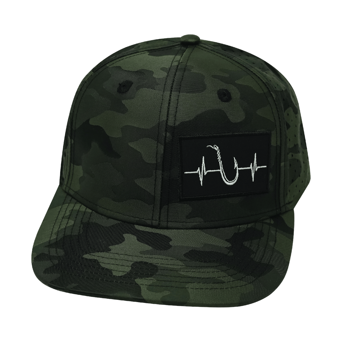 Fishing Hat, Baseball Hat, Snapback Hat, Green Camo, Mens Hat, Womens Hat, Front Picture