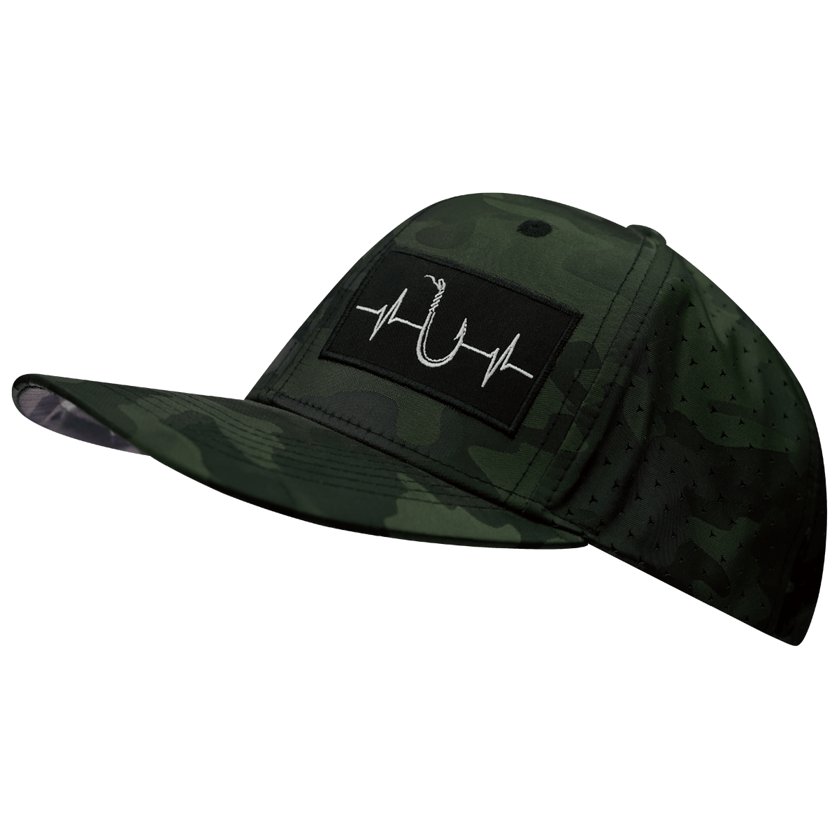 Fishing Hat, Baseball Hat, Snapback Hat, Green Camo, Mens Hat, Womens Hat, Side Picture