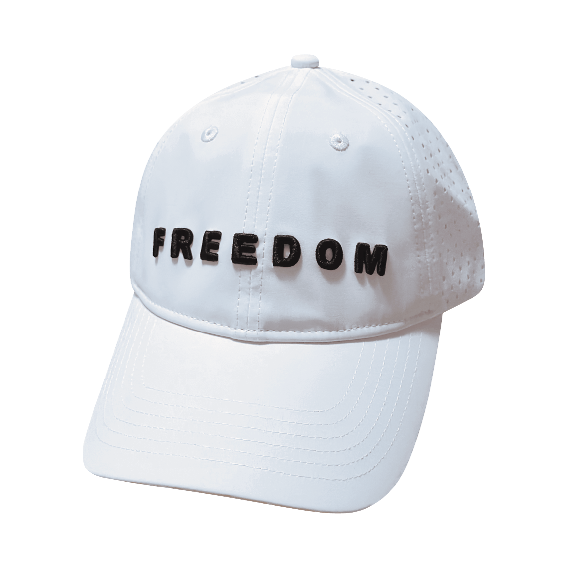 FREEDOM Hat - 6 Panel - Shallow Fit - Unstructured - White - Laser Mesh - Proceeds go to TPUSA