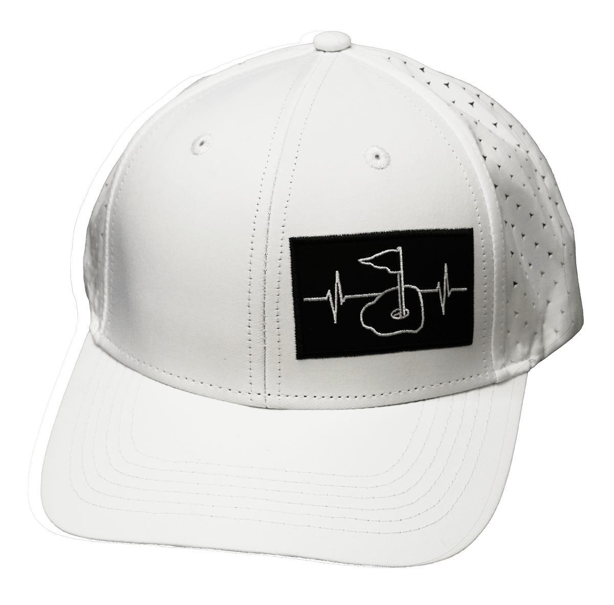 Golf Hat — Baseball Hat Fit, White (No Photo), Laser Mesh