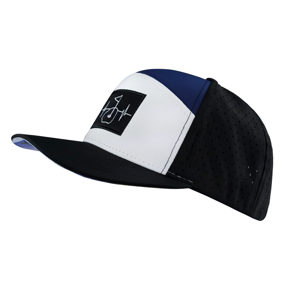 Golf Hat, Flat Bill, Snapback Hat, Black, White, Navy, Mens Hat, Womens Hat, Side Picture