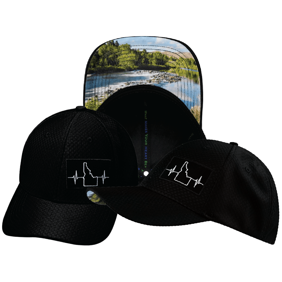 Idaho Hat — Airmesh, Athletic Fit, Black, Fabric Back