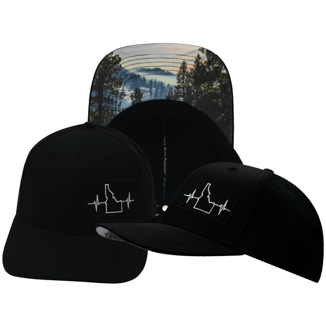 Idaho Hat, Baseball Hat, Snapback Hat, Black, Mens Hat, Laser Mesh, Womens Hat, Main Picture
