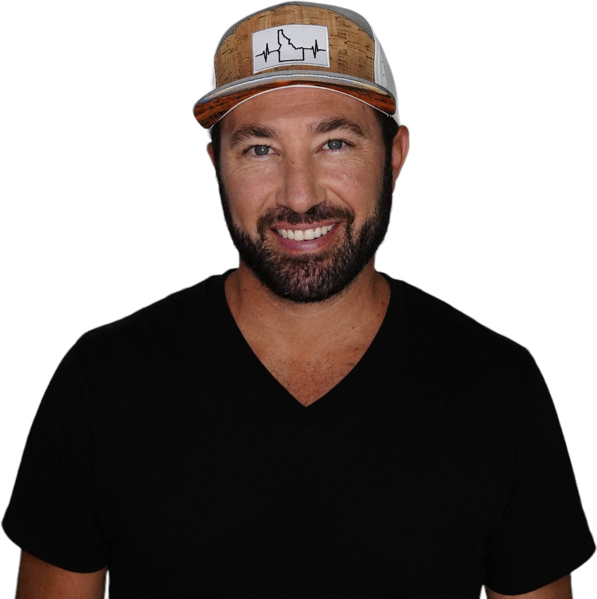 Idaho Hat, Flat Bill, Snapback Hat, Cork, Gray, White, Mens Hat, Womens Hat, Man In Hat Picture
