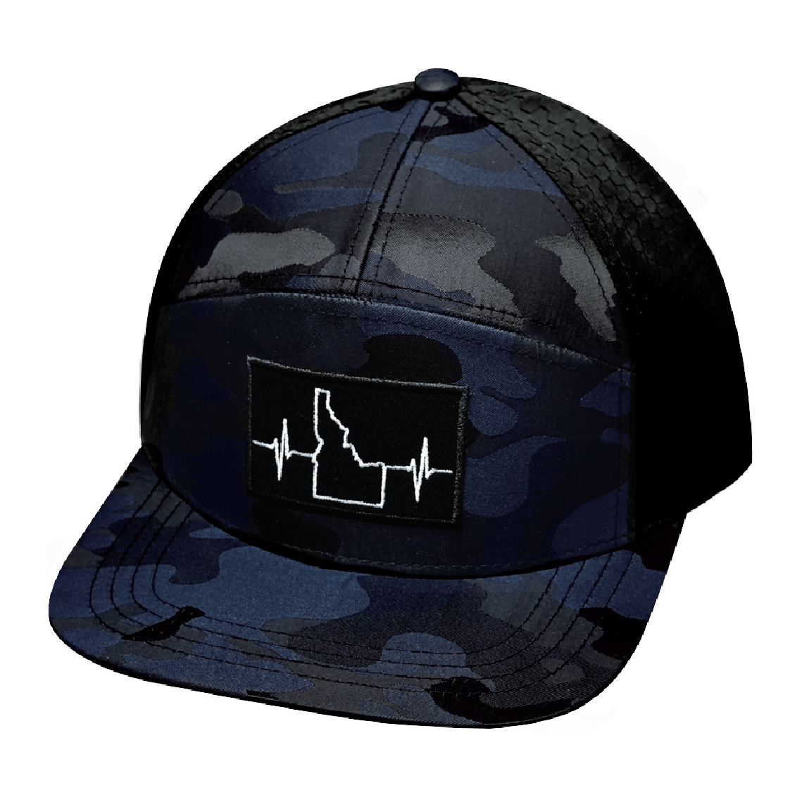 Idaho Hat, Flat Bill, Snapback Hat, Navy Camo, Black, Mens Hat, Womens Hat, Front Picture