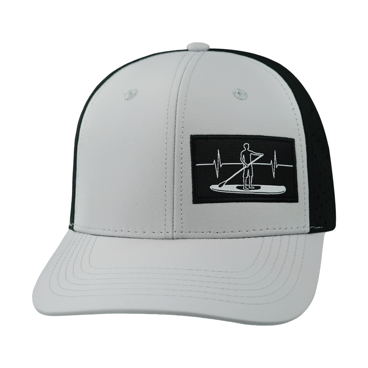 Paddle Board Hat, Baseball Hat, Snapback Hat, Gray, Black, Mens Hat, Womens Hat, Front Picture
