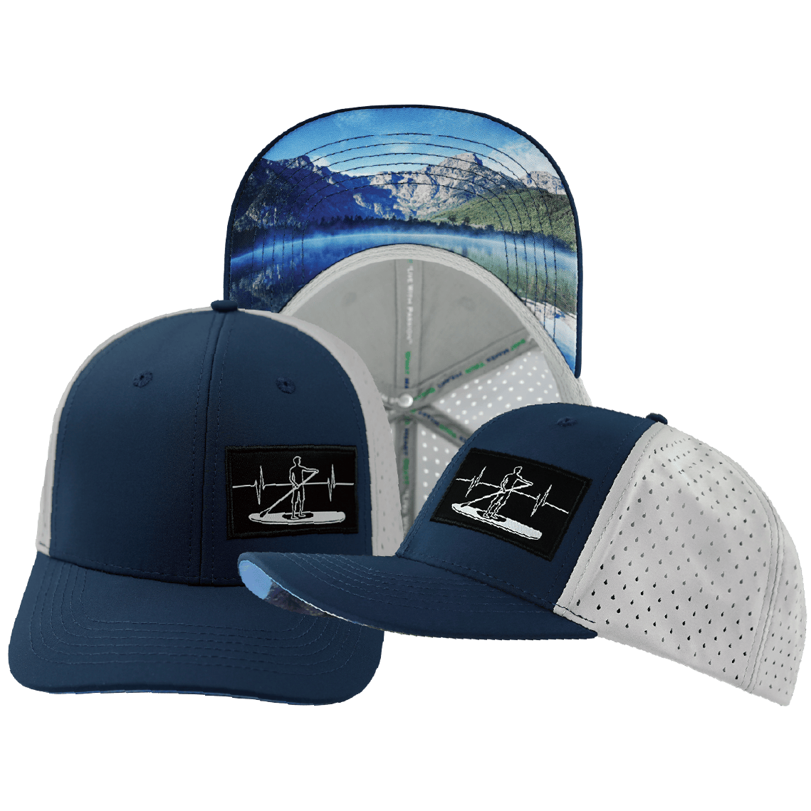 Paddle Board Hat — Baseball Hat Fit, Navy / Gray, Laser Mesh
