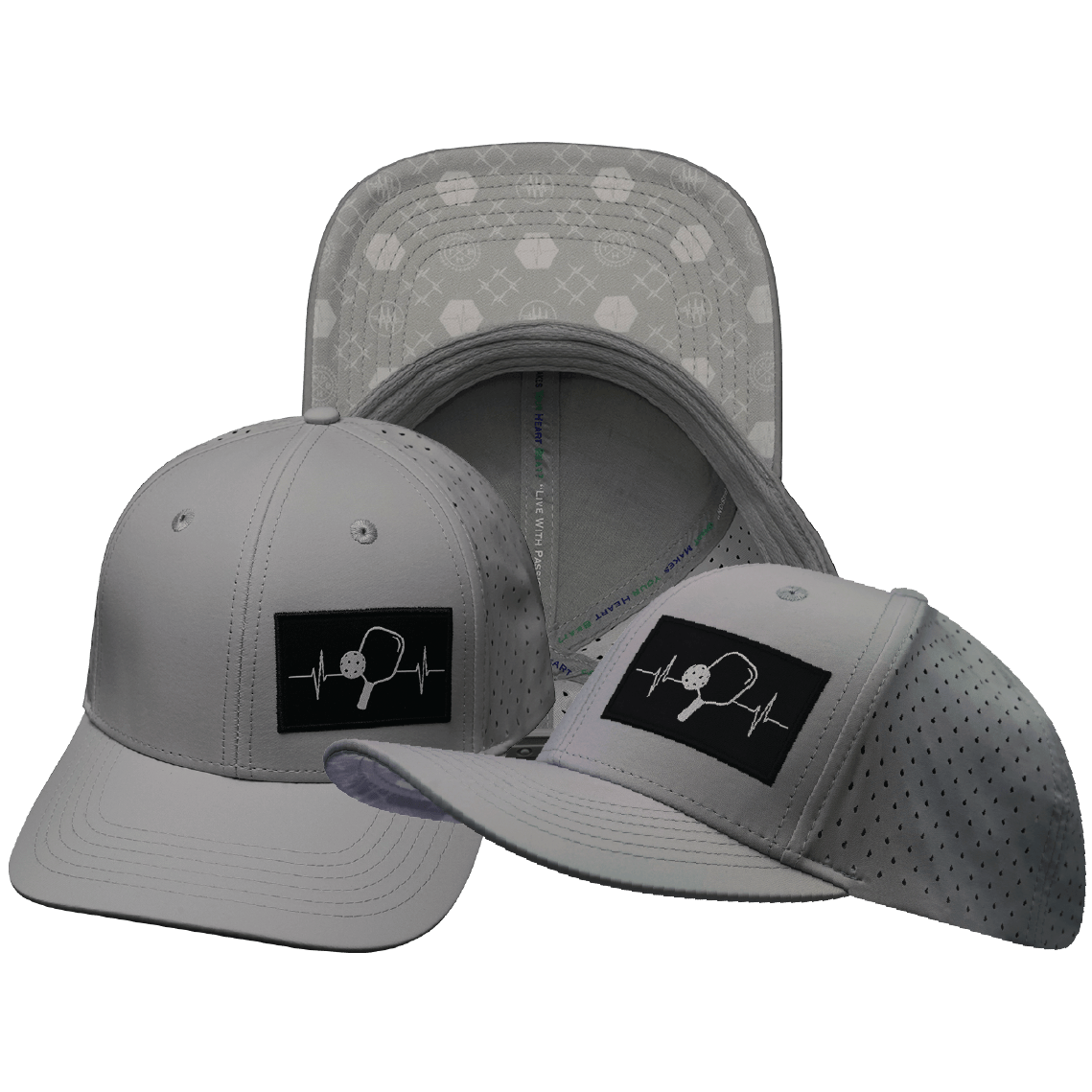 Pickleball Hat — Baseball Hat Fit, Light Gray, Laser Mesh