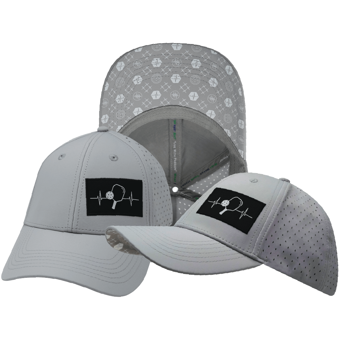 Pickleball Hat — Low Profile, Ponytail, Gray, Laser Mesh