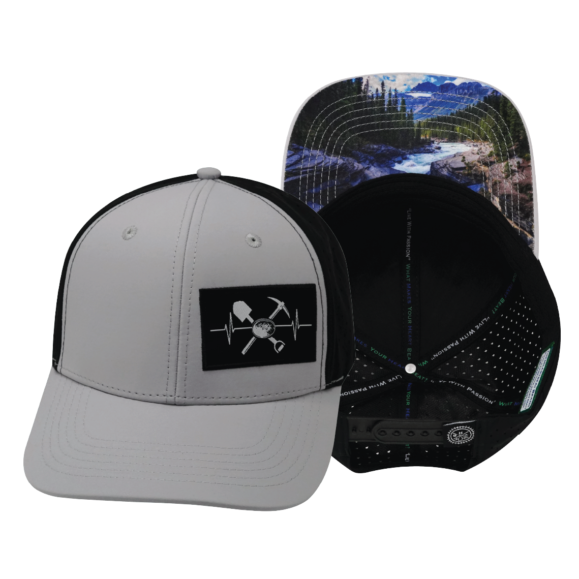 Prospecting - 6 Panel - Gray / Black - Laser Mesh (Unisex)