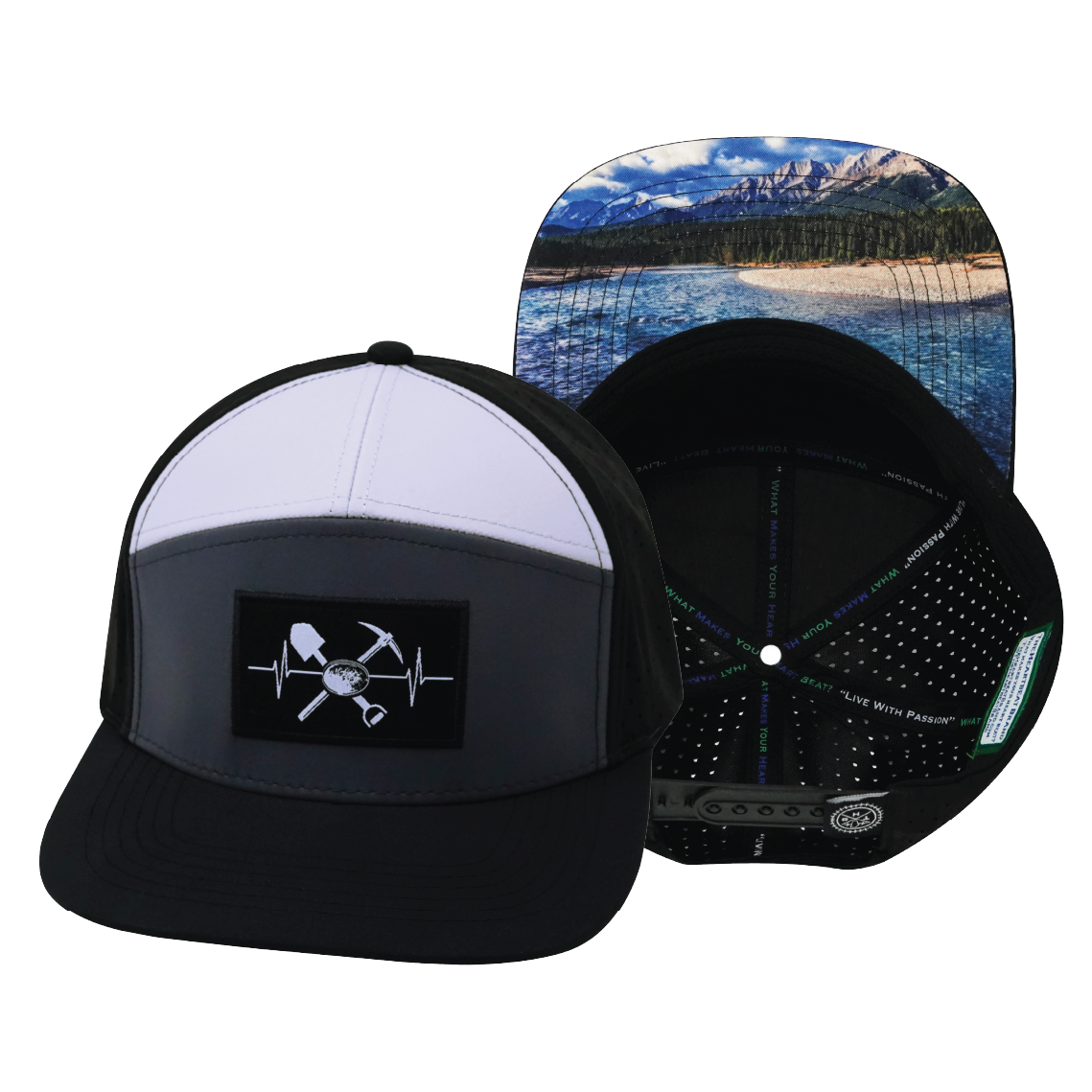 Prospecting - 7 Panel - Black / Charcoal / White - Laser Mesh (Unisex)