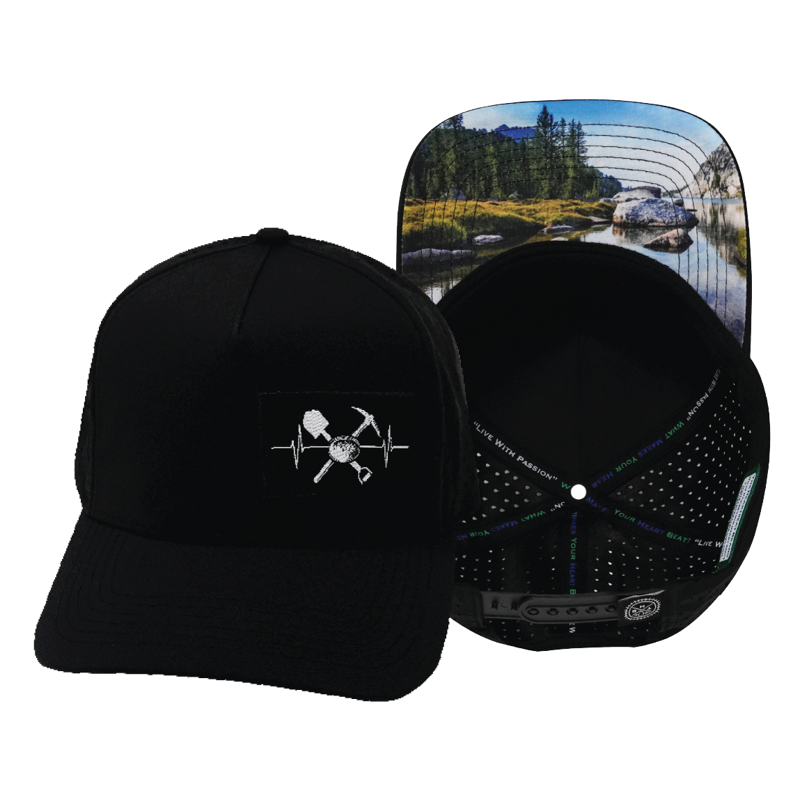 Prospecting - 5 Panel - Structured - Black - Laser Mesh (Unisex)