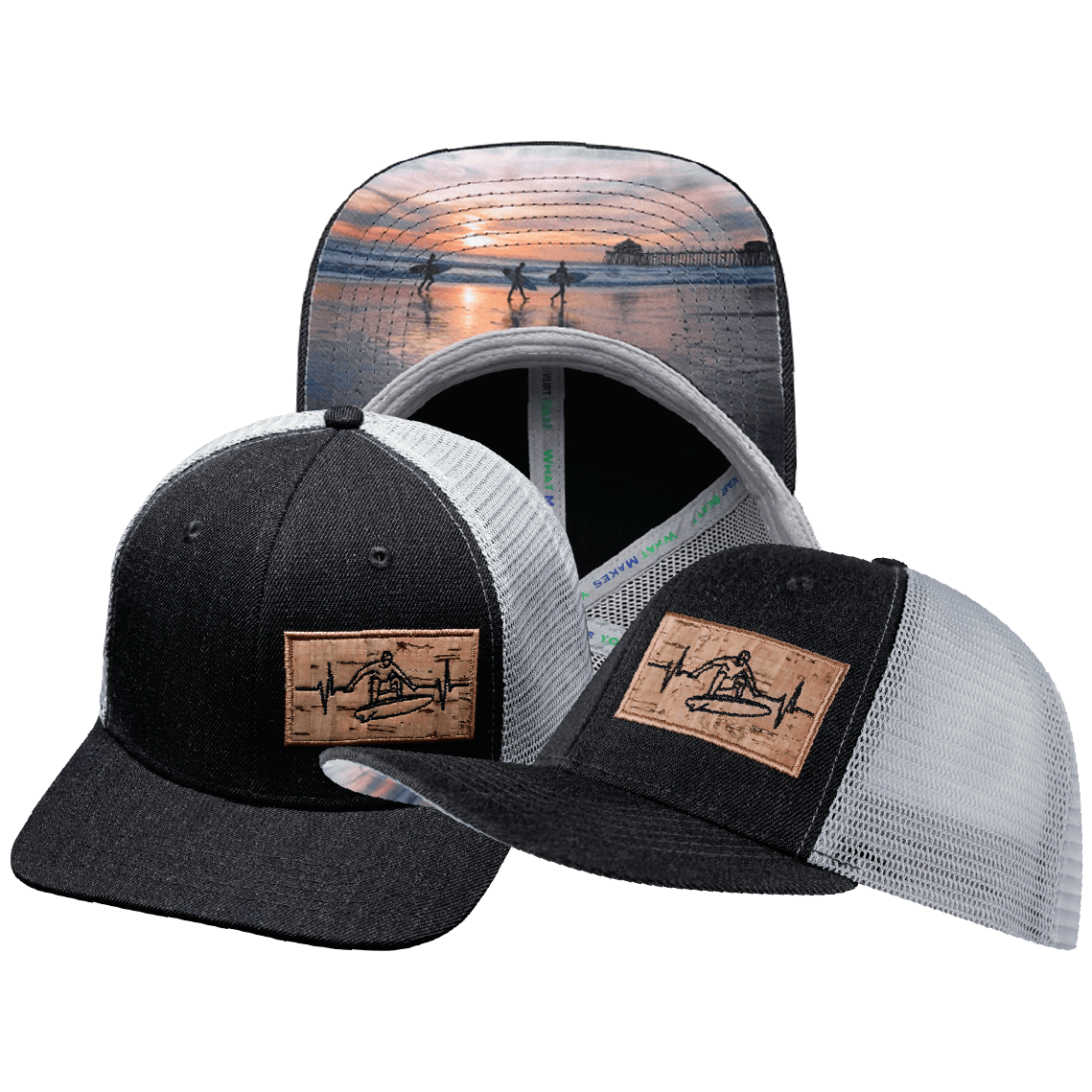 Surf Hat — Baseball Hat Fit, Charcoal / Gray, Trucker Mesh