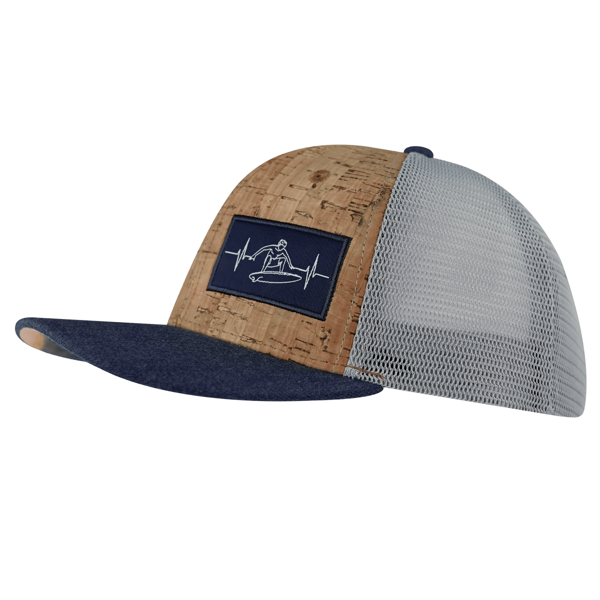 Surf Hat, Baseball Hat, Snapback Hat, Cork, Heather Navy, Gray, Mens Hat, Womens Hat, Side Picture