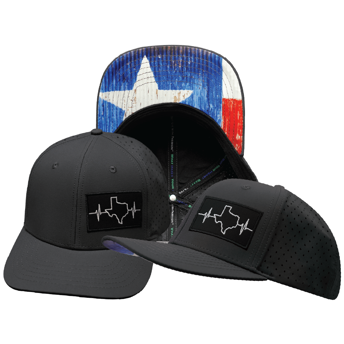 Texas Hat — Baseball Hat Fit, Charcoal, Laser Mesh