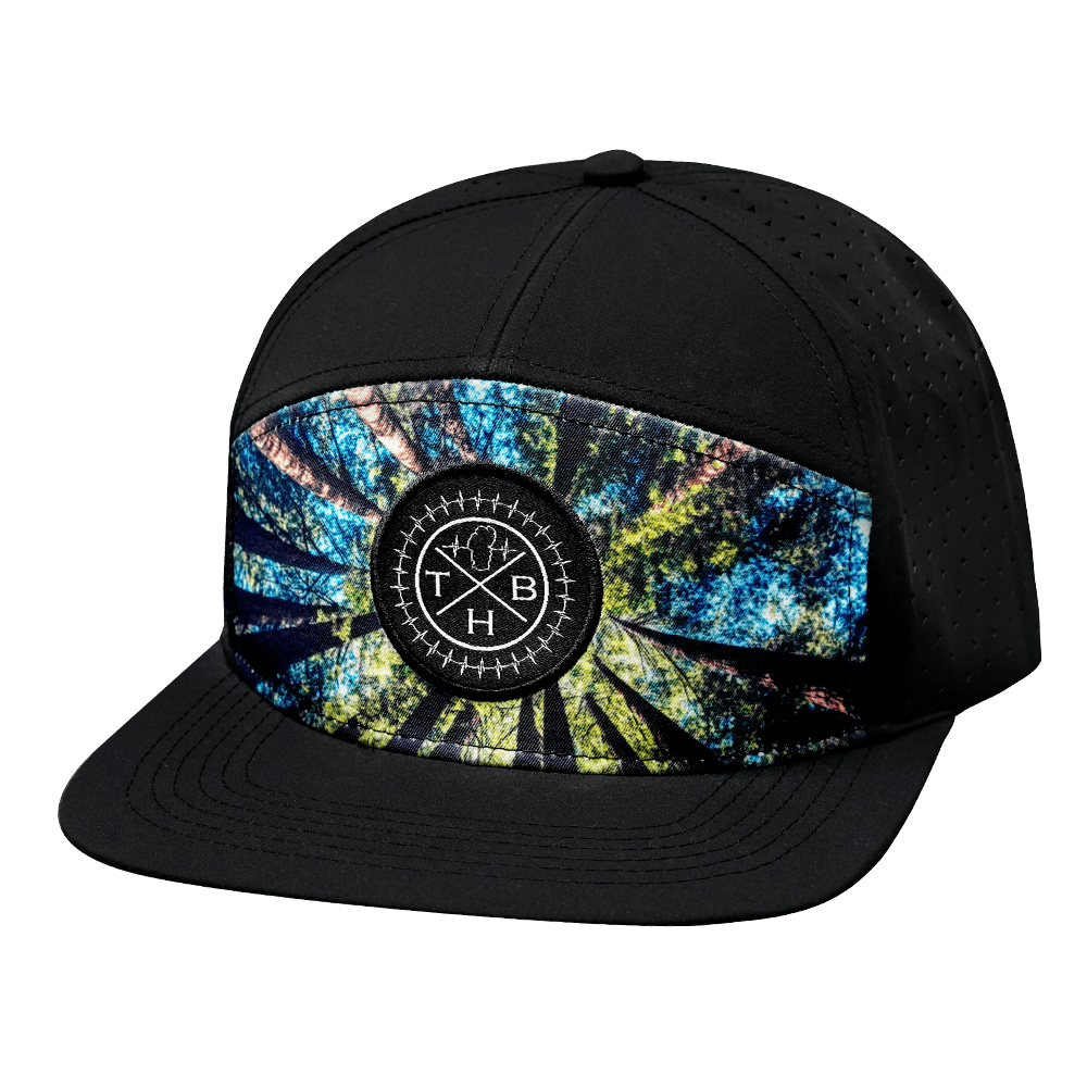 THB Hat — Flat Bill, Forest, Black, Laser Mesh