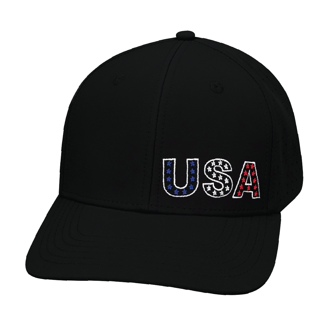 USA Hat, Baseball Hat Fit, Snapback Hat, Black, Mens Hat, Womens Hat, Front Picture