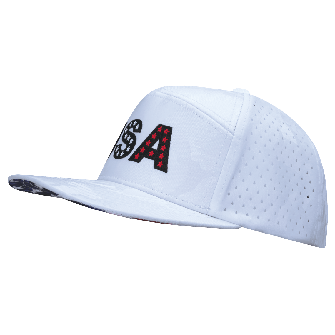 USA Hat, Flat Bill, Snapback Hat, White Camo, Mens Hat, Womens Hat, Side Picture