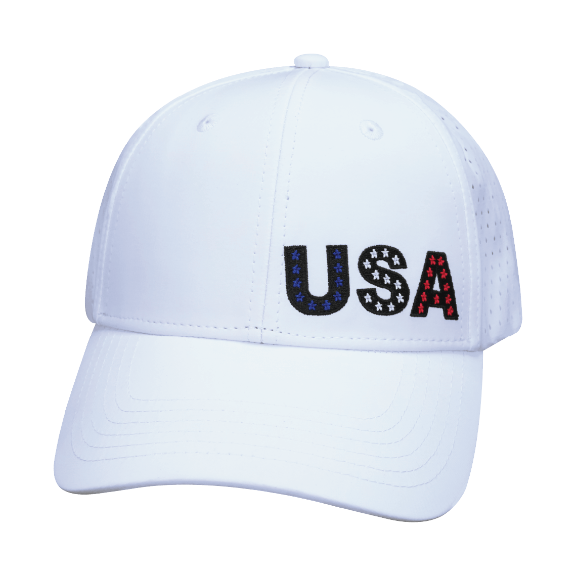 USA Hat, Low Profile, Ponytail Snapback Hat, White, Mens Hat, Womens Hat, Front Picture