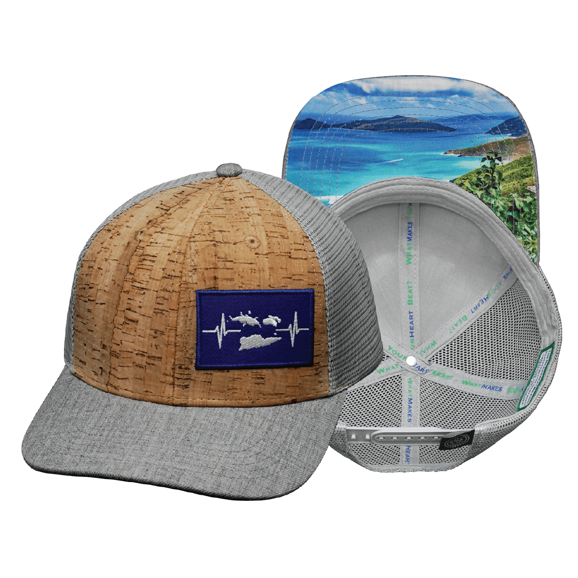 Virgin Islands Hat, Baseball Hat, Snapback Hat, Cork, Heather Gray, Gray, Mens Hat, Womens Hat, Main Picture