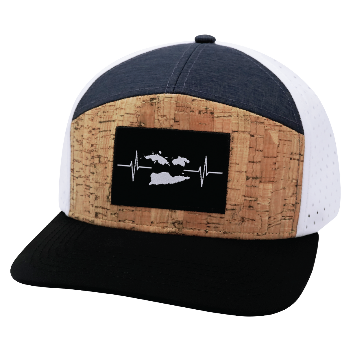 Virgin Islands Hat, Flat Bill, Snapback Hat, Cork, Black, Navy, White, Mens Hat, Womens Hat, Front Picture