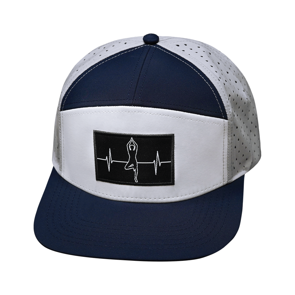 Yoga Hat, Flat Bill, Snapback Hat, Navy, White, Gray, Mens Hat, Womens Hat, Front Picture