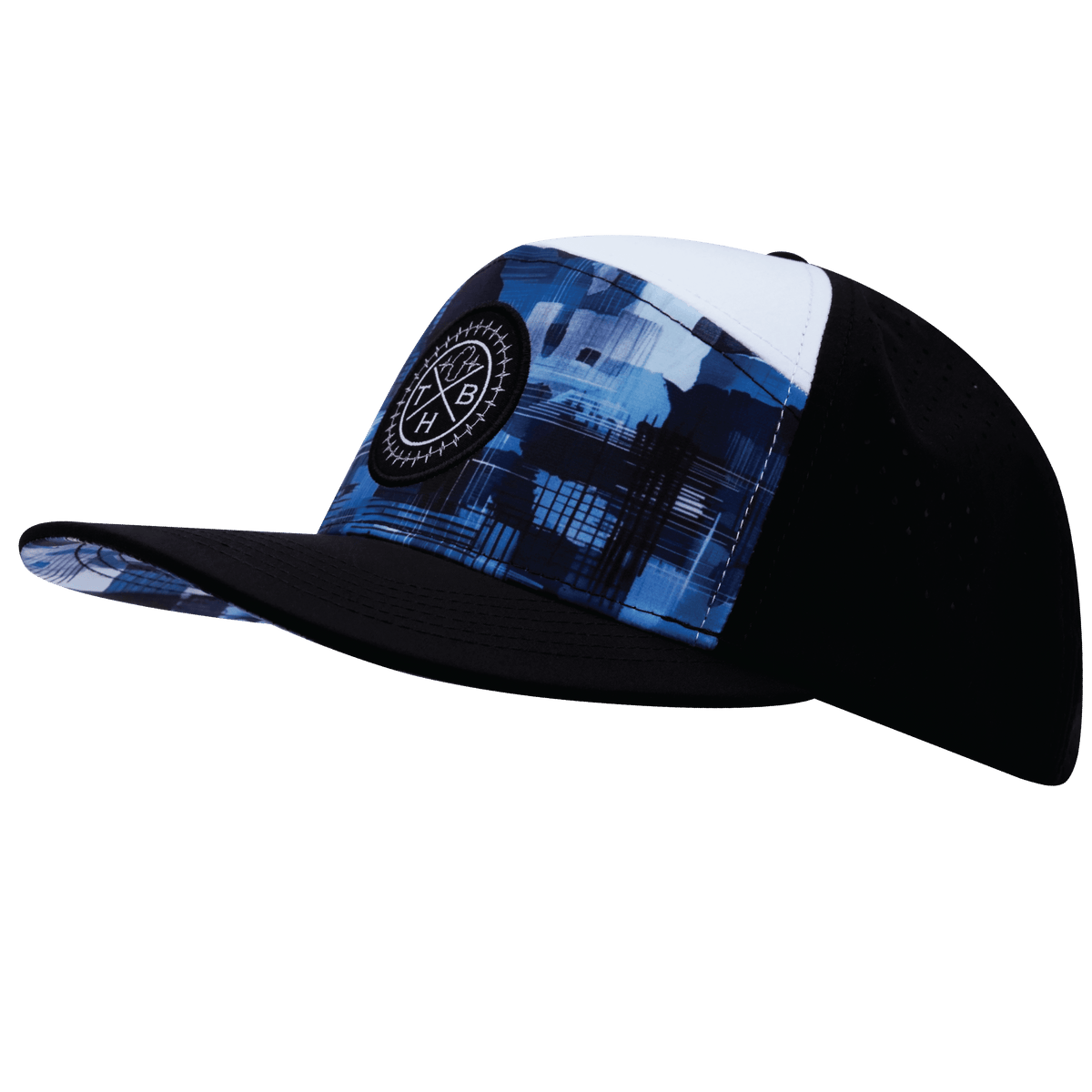 Youth Color Vibes Hat, Flat Bill, Snapback Hat, Artist Storm, Black, White, Mens Hat, Womens Hat, Side Picture