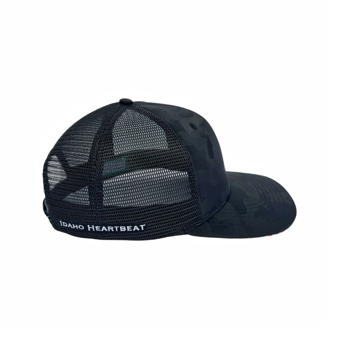 Idaho - 6 Panel - Black Camo / Black - Trucker Mesh (Unisex)
