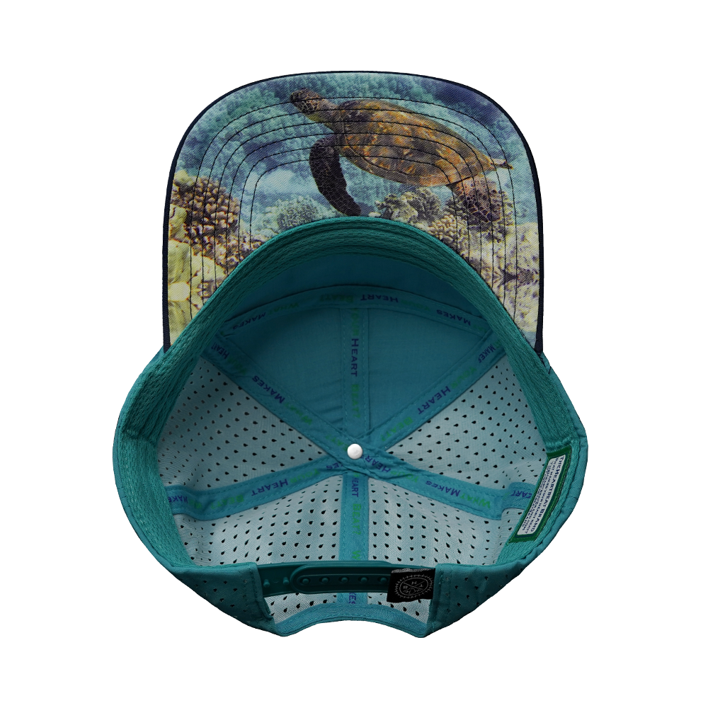 Hawaii - 7 Panel - Cork - Navy / Teal - Laser Mesh (Unisex)