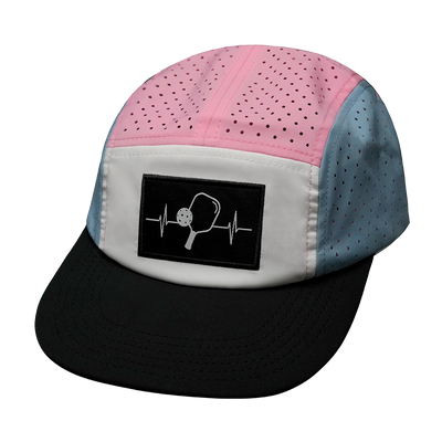 Pickleball - 5 Panel - Sporty - Unstructured - Black / White / Light Blue / Pink - Laser Mesh (Unisex)