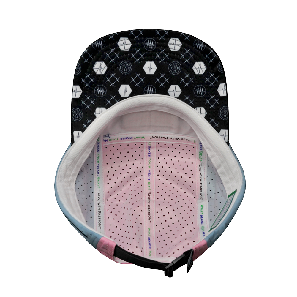 Pickleball - 5 Panel - Sporty - Unstructured - Black / White / Light Blue / Pink - Laser Mesh (Unisex)
