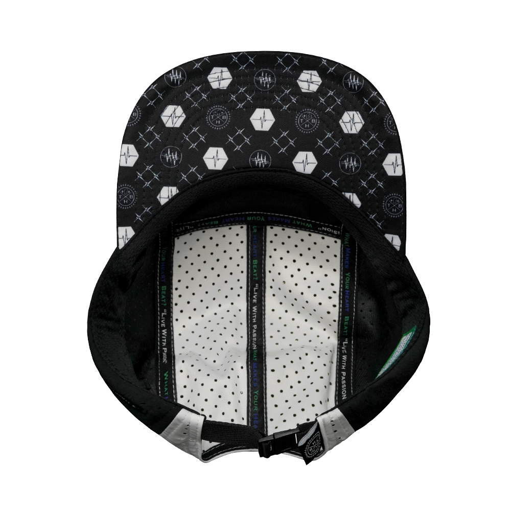 Pickleball - 5 Panel - Sporty - Unstructured - Black / Slate Green / White - Laser Mesh (Unisex)