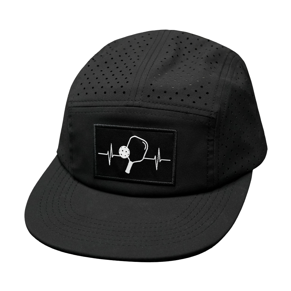 Pickleball - 5 Panel - Sporty - Unstructured - Black - Laser Mesh (Unisex)