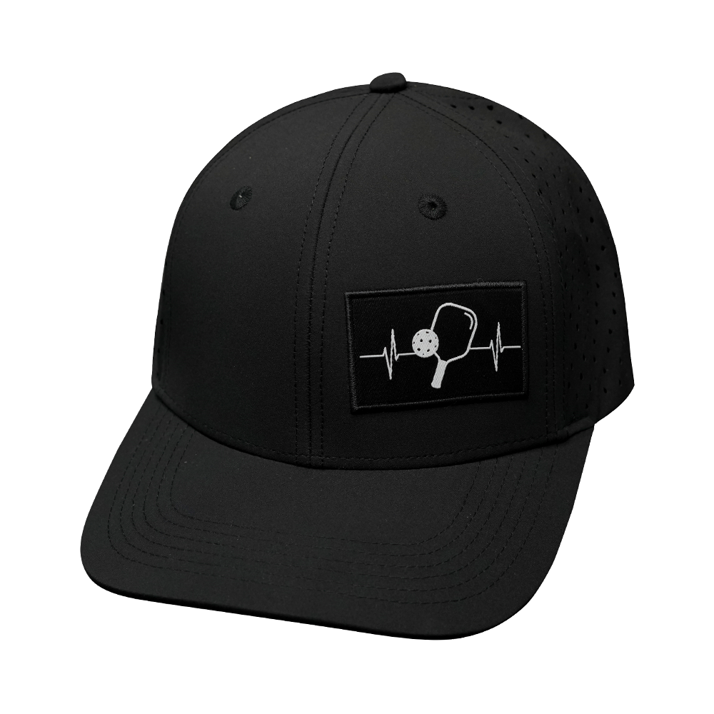 Pickleball - 6 Panel - Black - Laser Mesh (Unisex)