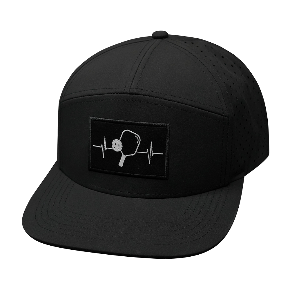 Pickleball - 7 Panel - Black - Laser Mesh (Unisex)