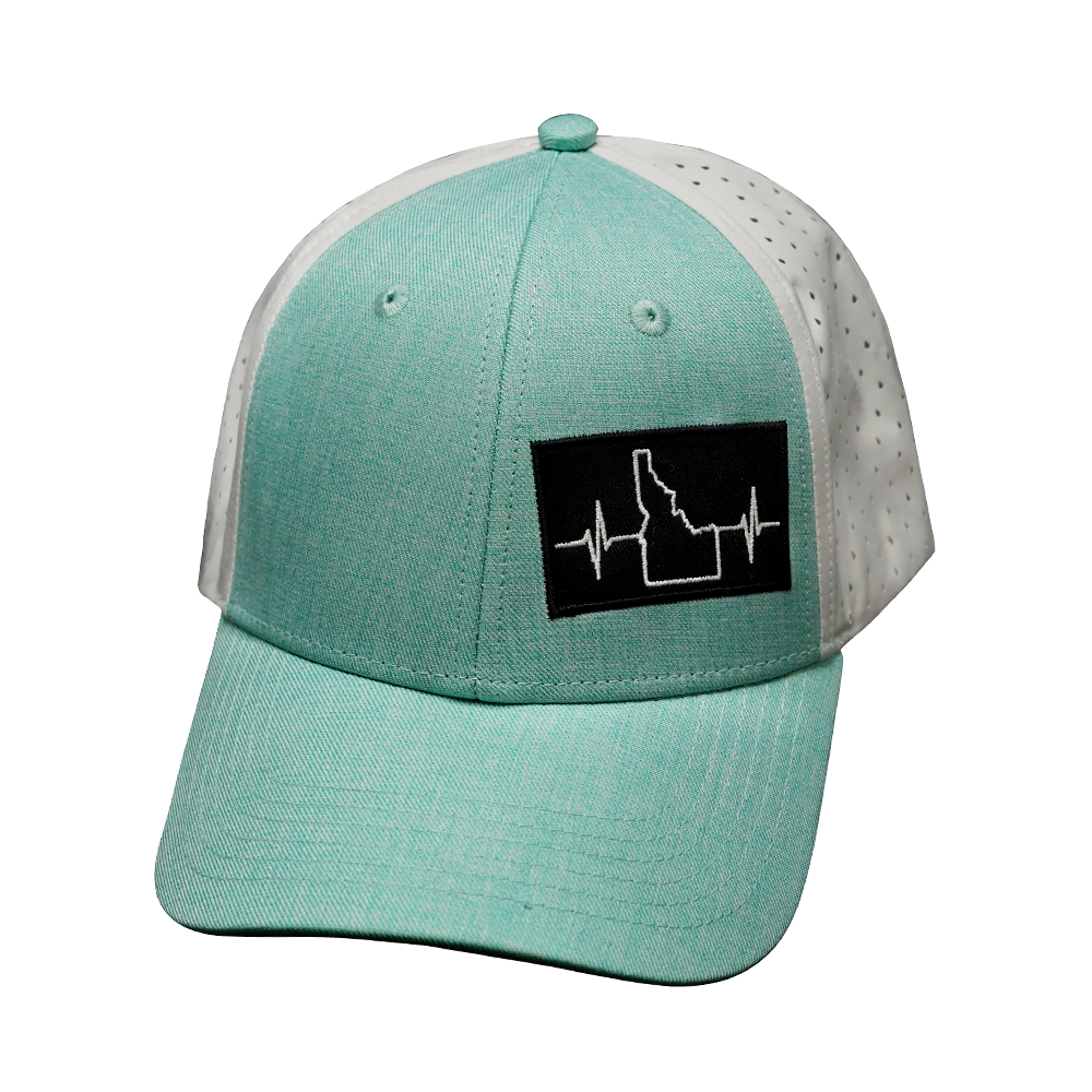 Idaho - 6 Panel - Shallow Fit - Pony Tail - Teal / White - Laser Mesh (Unisex)