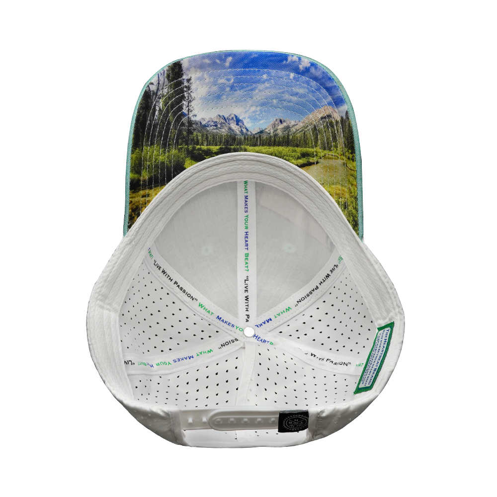 Idaho - 6 Panel - Shallow Fit - Pony Tail - Teal / White - Laser Mesh (Unisex)