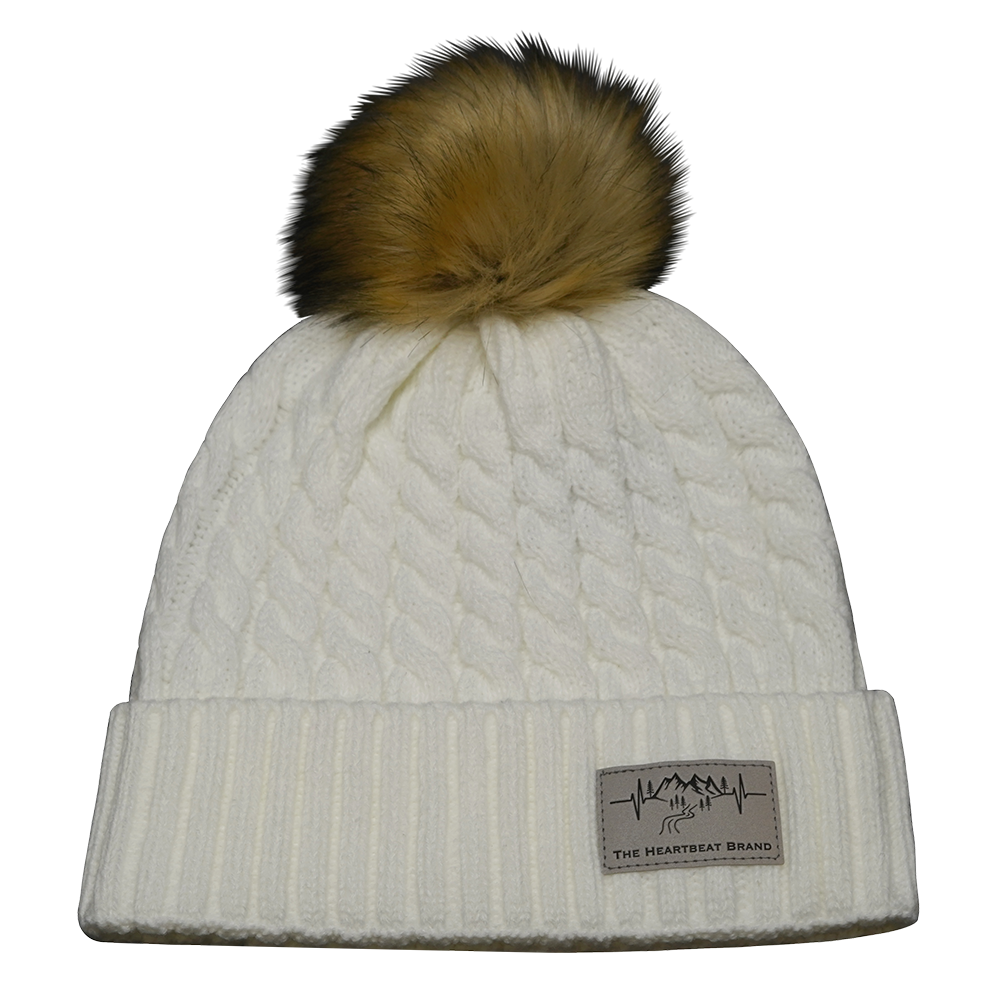 Mountains - Beanie - Pom - White (Unisex)
