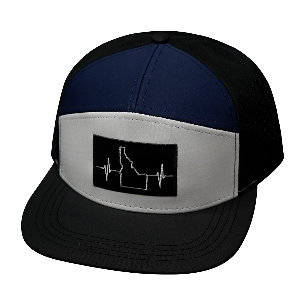 Idaho - 7 Panel - Black / White / Navy - Laser Mesh (Unisex)