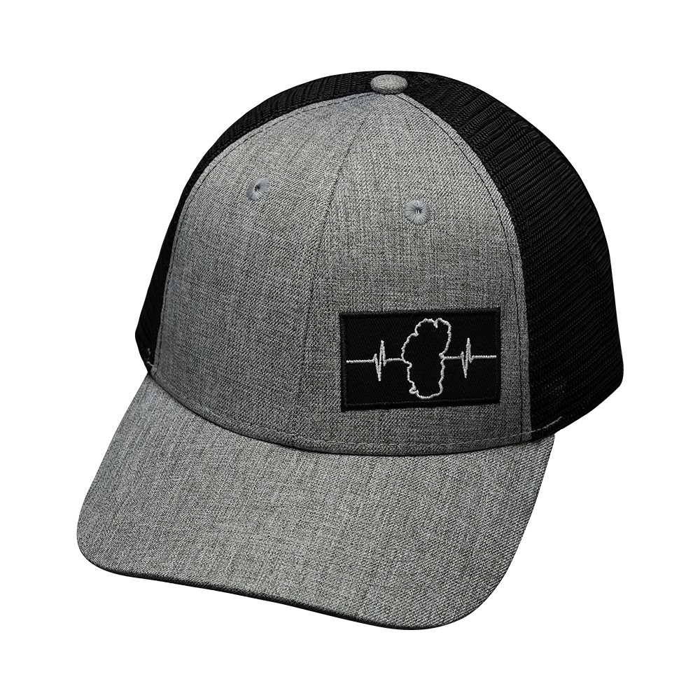 Tahoe - 6 Panel - Shallow Fit - Heather Gray / Black - Trucker Mesh (Unisex)