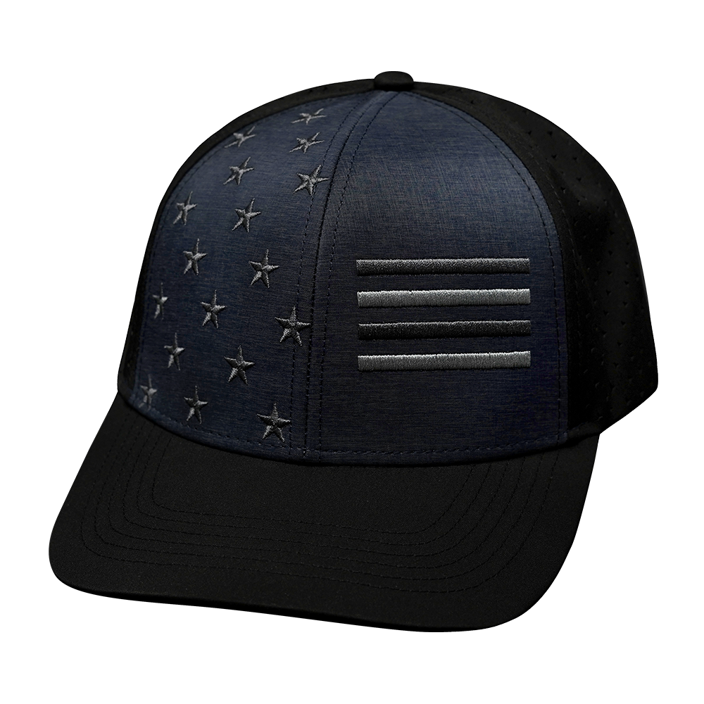 Flag - 6 Panel - Black / Ocean Blue - Laser Mesh (Unisex)