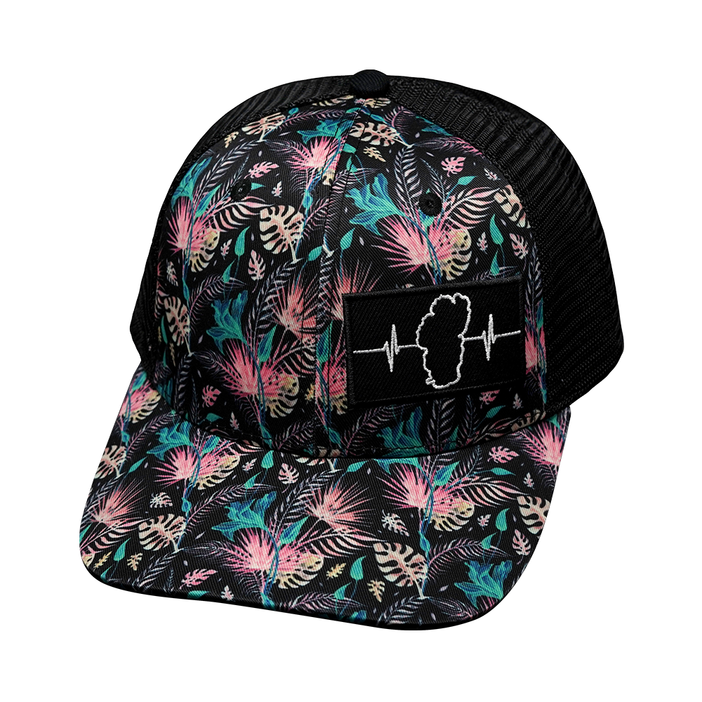 Tahoe - 6 Panel - Black Floral / Black - Trucker Mesh (Unisex)
