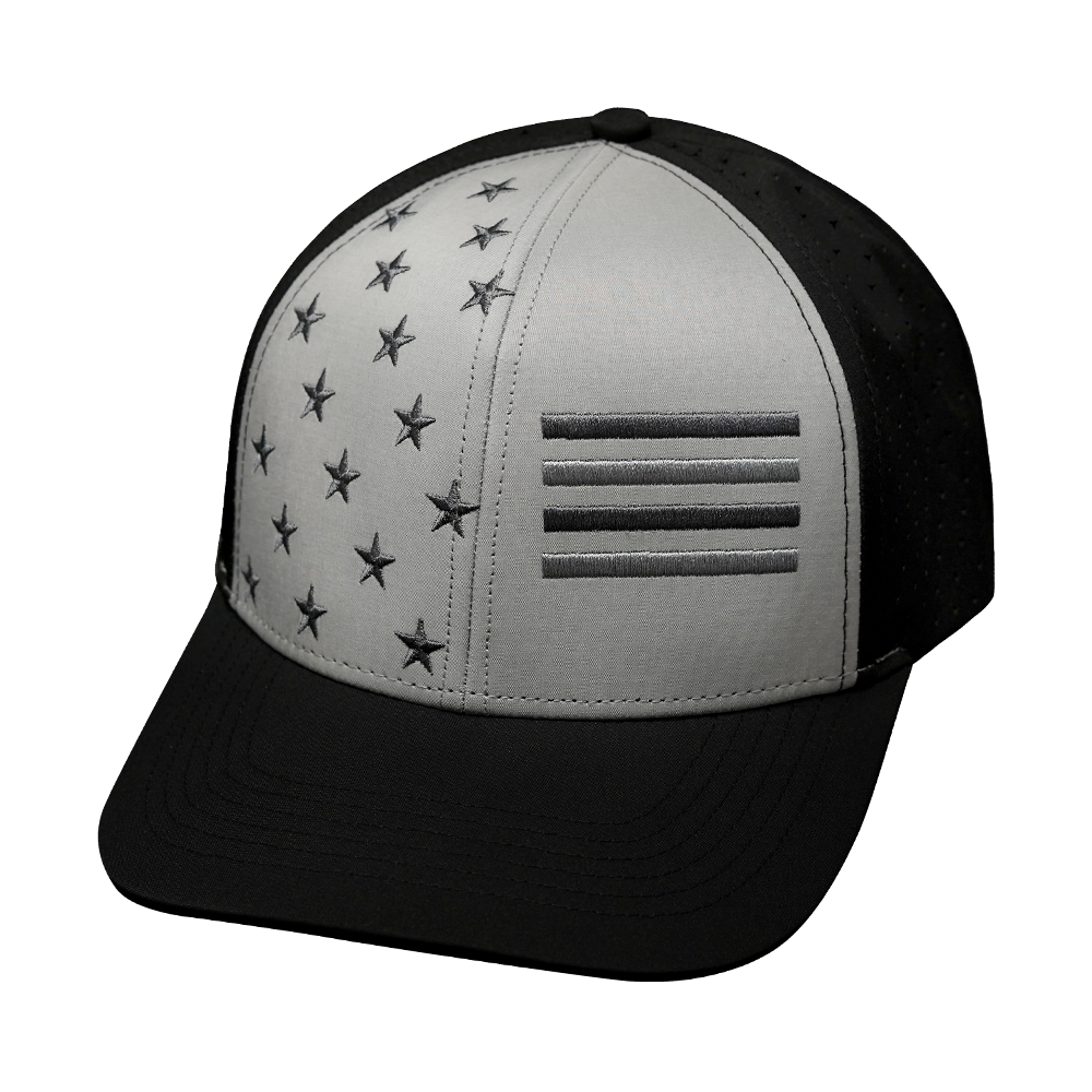 Flag - 6 Panel - Black / Gray - Laser Mesh (Unisex)