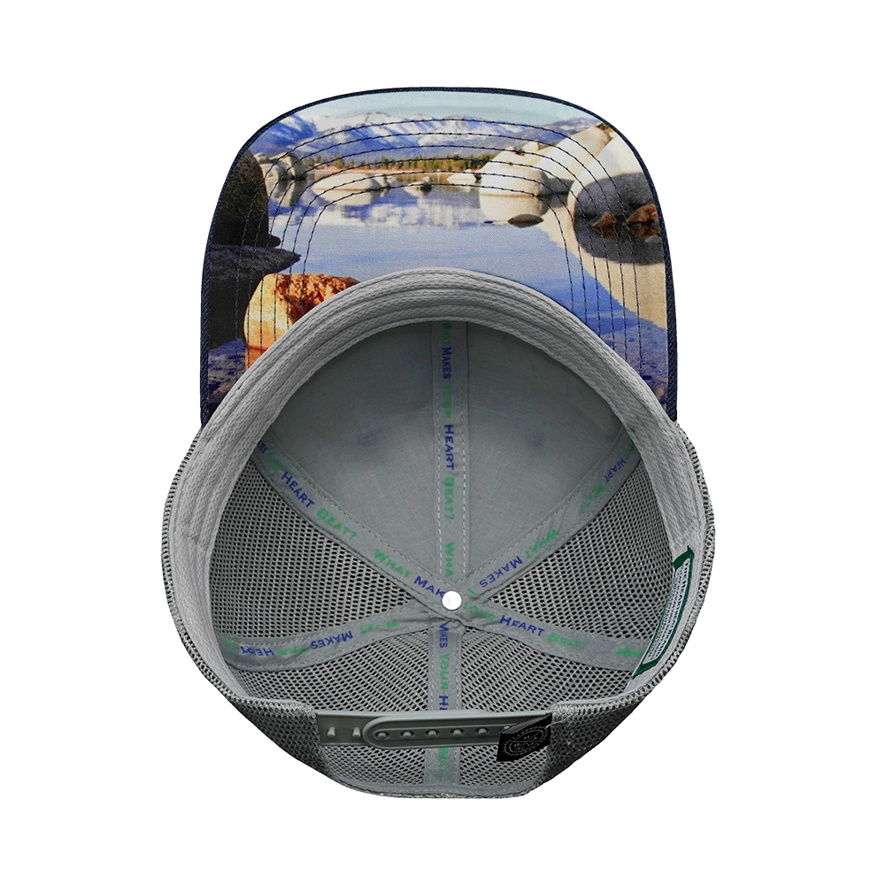Tahoe - 6 Panel - Heather Navy / Gray - Trucker Mesh (Unisex)