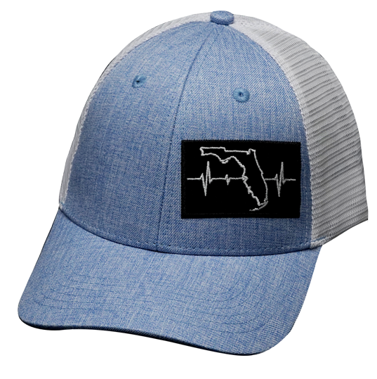 **YOUTH** Florida - 6 Panel - Shallow Fit - Light Blue / White - Trucker Mesh (Unisex)