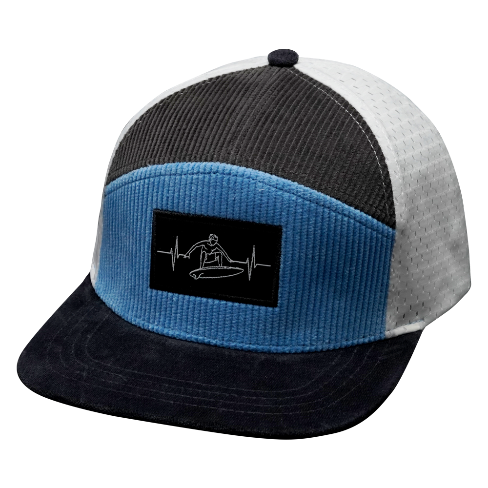 Surf - 7 Panel - Corduroy - Charcoal Gray / Light Blue / White - Jersey Mesh (Unisex)